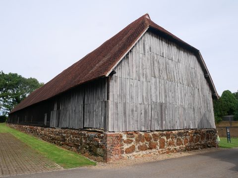 Harmondsworth Great Barn from the south-west, Manor Court, Harmondsworth