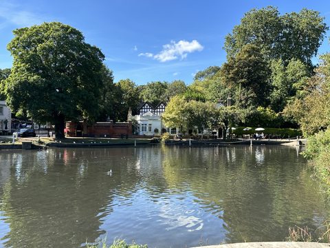 Honeywood Museum across Carshalton Ponds, Carshalton