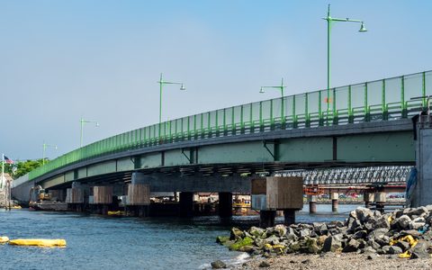 The City Island Bridge from the shore