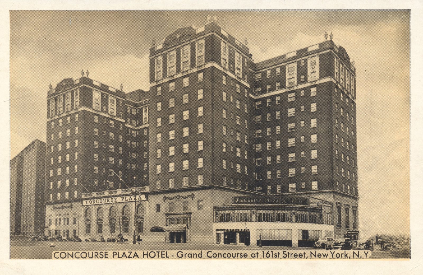 Postcard view of the Concourse Plaza Hotel