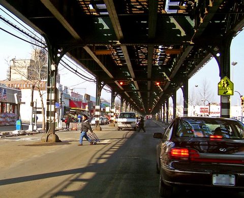 Broadway beneath the elevated subway