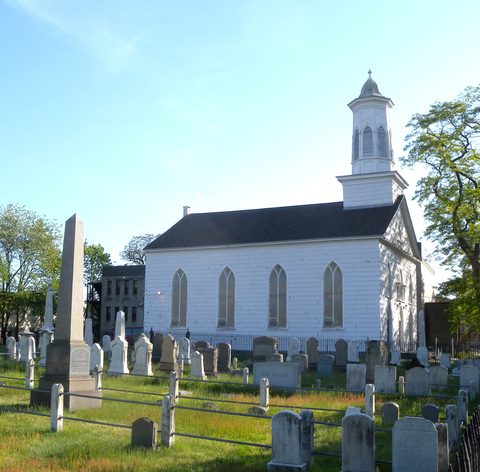 New Lots Community Church and cemetery