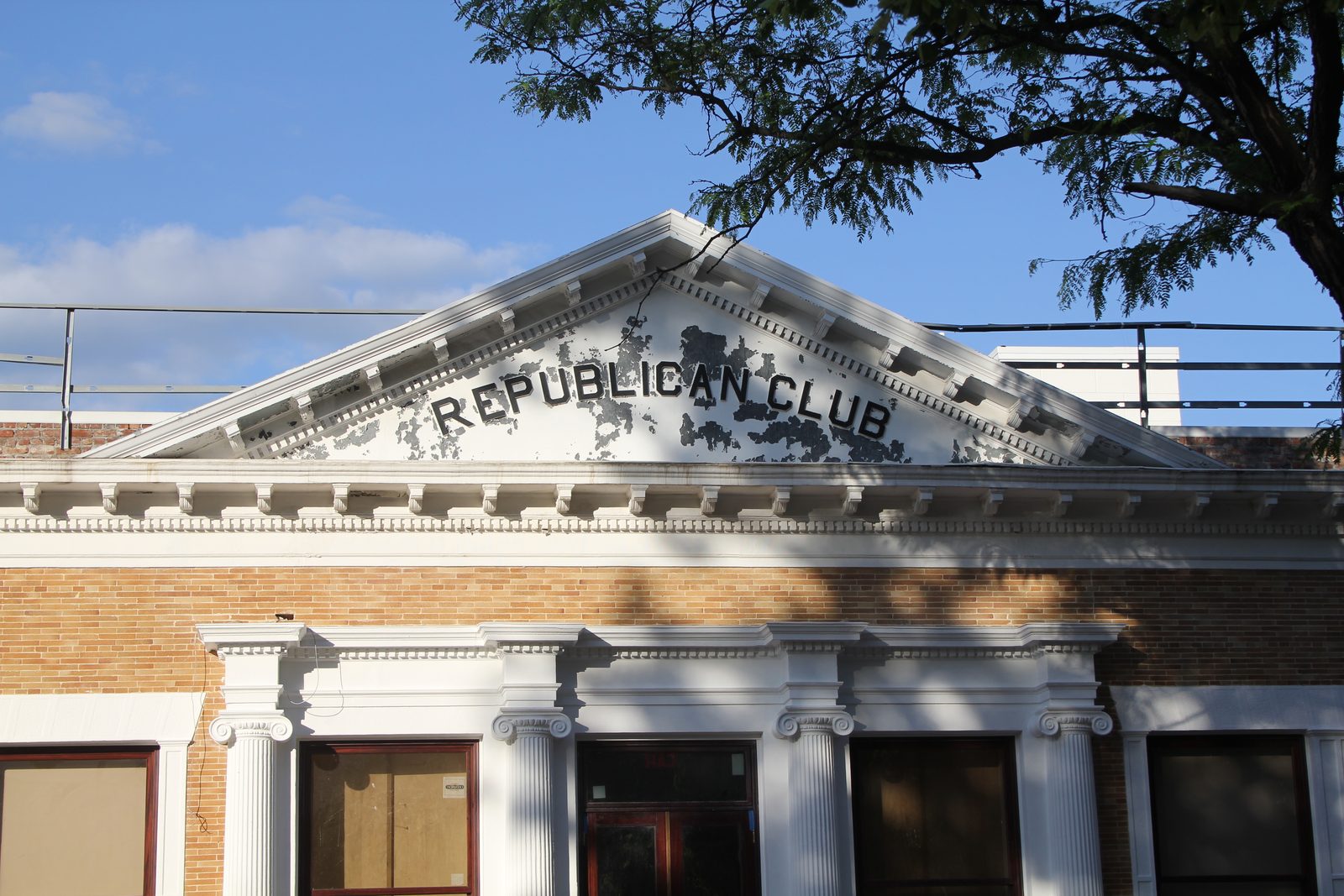 The pediment and cornice