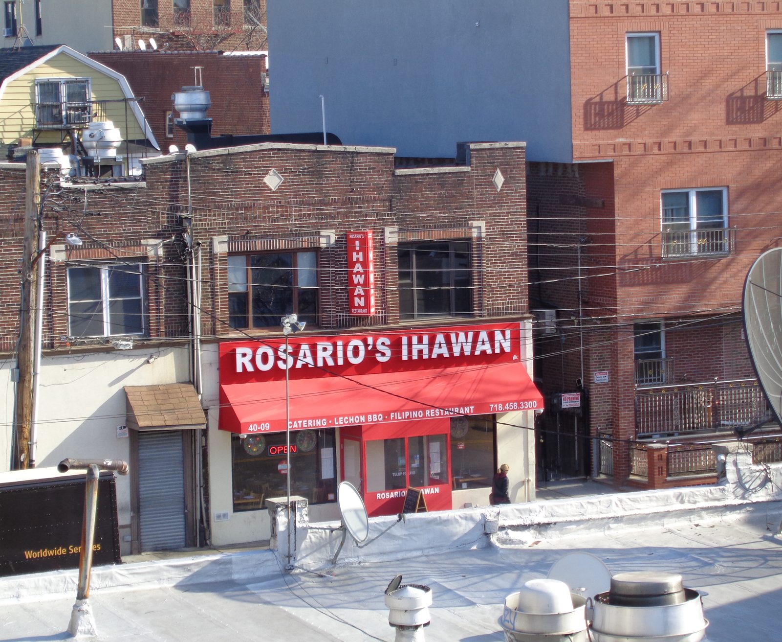 Filipino restaurant in Little Manila, seen from the elevated line