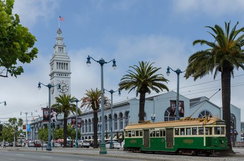 The Ferry Building and its clock tower from the Embarcadero