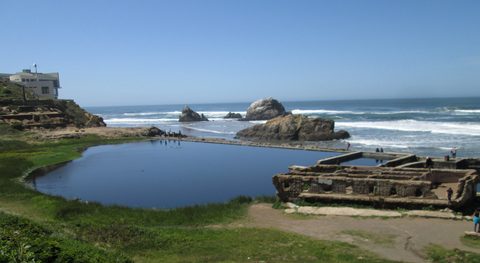 The Sutro Baths ruins, Seal Rocks and the Cliff House