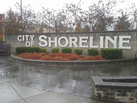 City of Shoreline gateway at N 145th Street and Aurora Avenue N