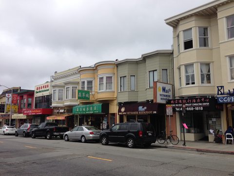 Clement Street storefronts in the Inner Richmond, San Francisco